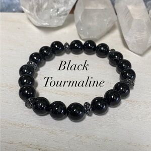 8mm Black Tourmaline Gemstone Bracelet - Unisex